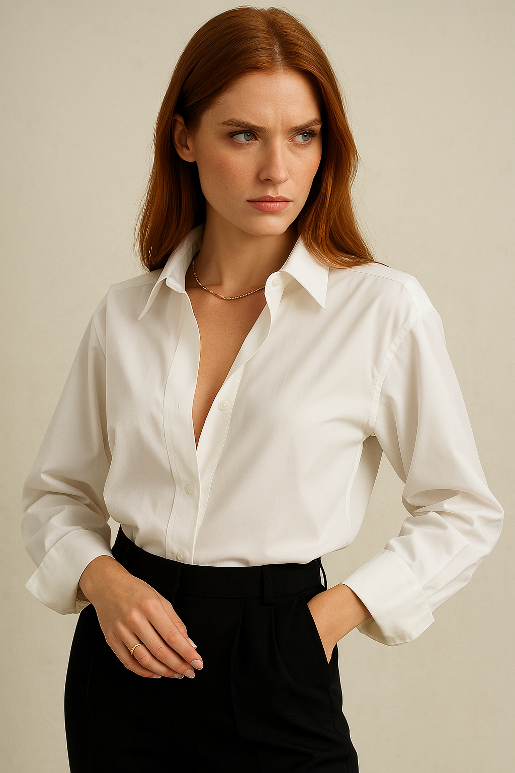 Wrenova | Women's Long Sleeve Collared Button-Up Blouse - White - Image 8