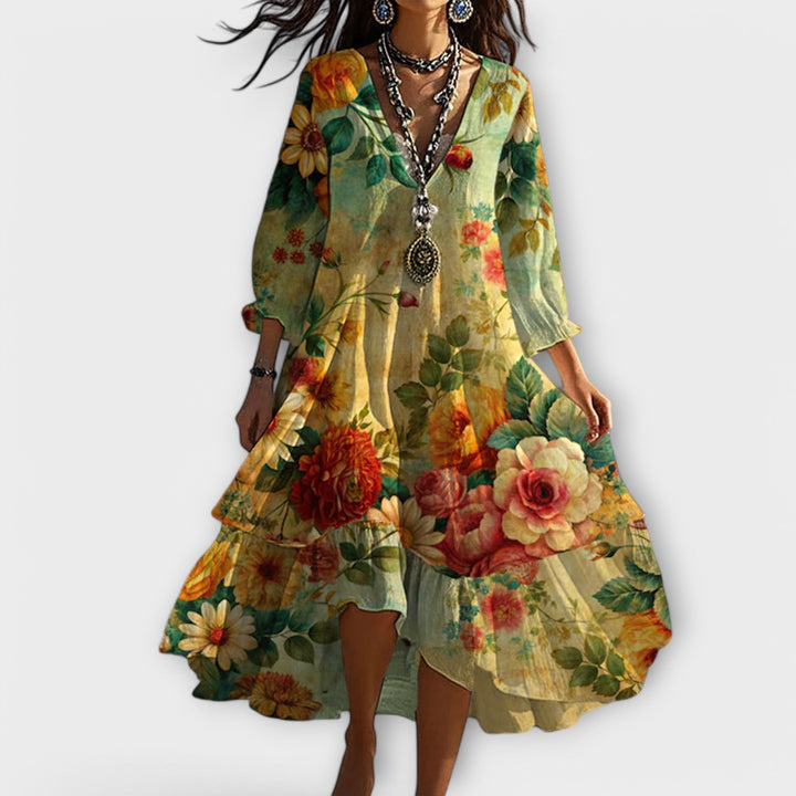 Wrenova | Women's Maxi Dress Boho V-Neck - Image 1