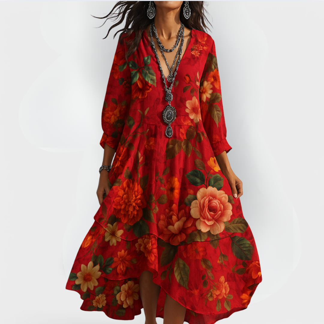 Wrenova | Women's Maxi Dress Boho V-Neck - Image 2