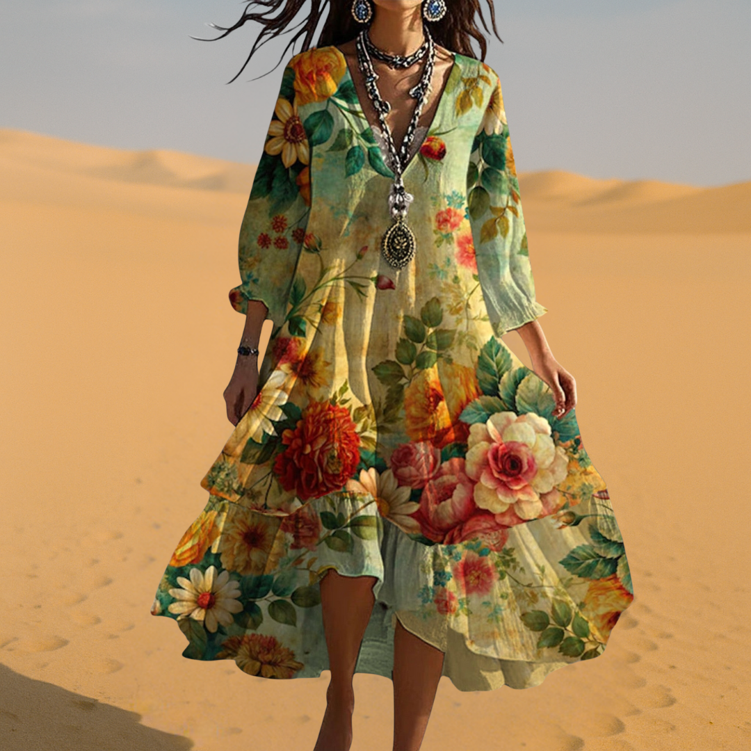 Wrenova | Women's Maxi Dress Boho V-Neck - Image 3