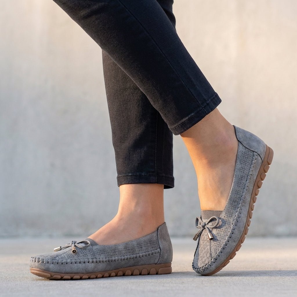 Wrenova | Women's Orthopedic Loafers Perforated Flats - Taupe - Image 2