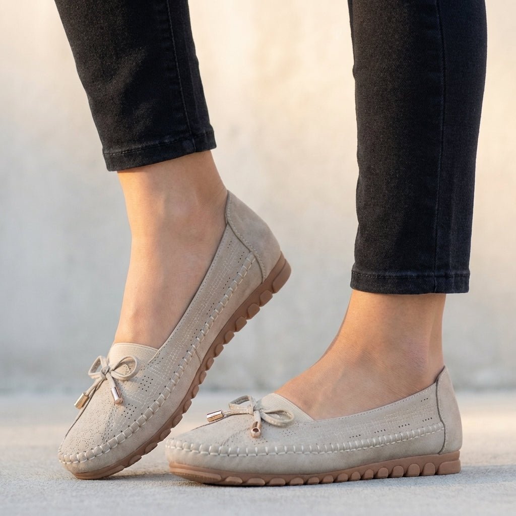 Wrenova | Women's Orthopedic Loafers Perforated Flats - Taupe - Image 4
