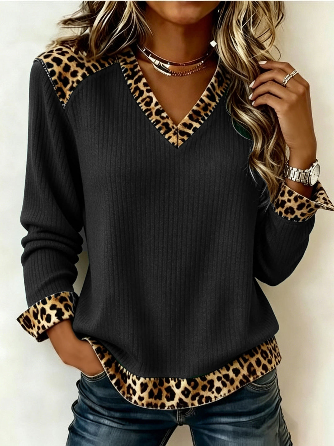 Wrenova | Women's Print Knit Top - Cream - Image 10