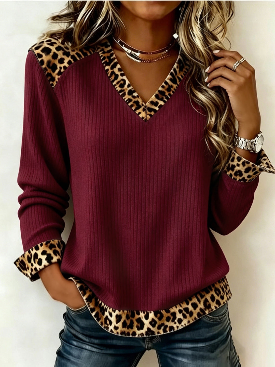 Wrenova | Women's Print Knit Top - Cream - Image 14
