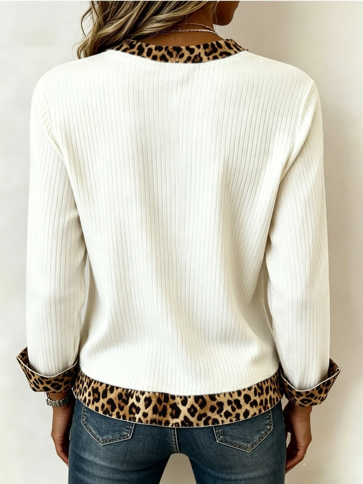 Wrenova | Women's Print Knit Top - Cream - Image 3