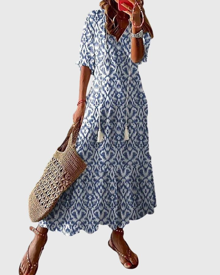 Wyndelle | Women's Boho Print Midi Summer Dress - Image 1