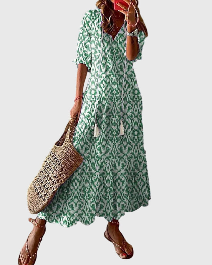 Wyndelle | Women's Boho Print Midi Summer Dress - Image 2