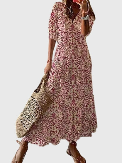 Wyndelle | Women's Boho Print Midi Summer Dress - Image 4