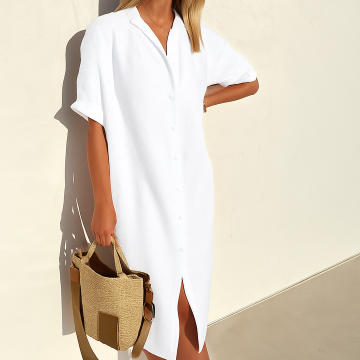Xiomara | Women's Button Up Shirt Dress - White - Image 1