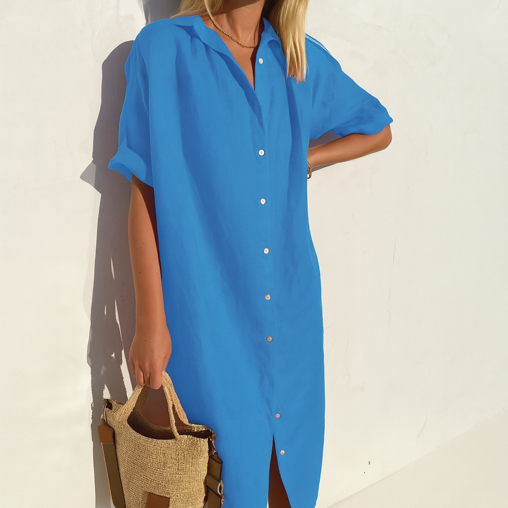 Xiomara | Women's Button Up Shirt Dress - White - Image 3