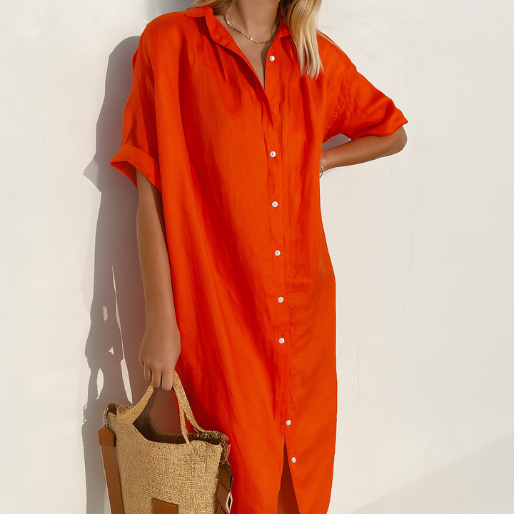 Xiomara | Women's Button Up Shirt Dress - White - Image 4