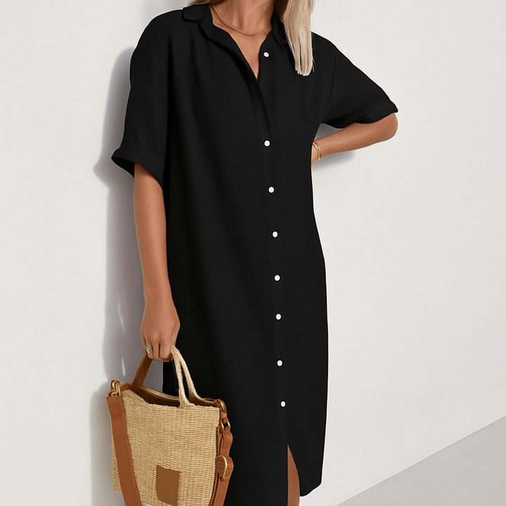 Xiomara | Women's Button Up Shirt Dress - White - Image 5