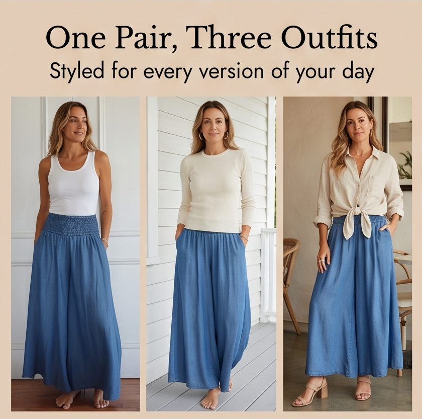 Yarrow | Women's Wide Leg Palazzo Pants - Blue - Image 11