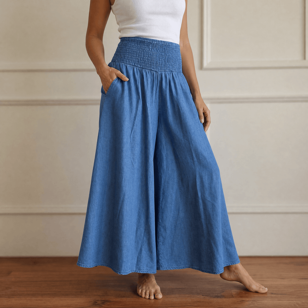 Yarrow | Women's Wide Leg Palazzo Pants - Blue - Image 18