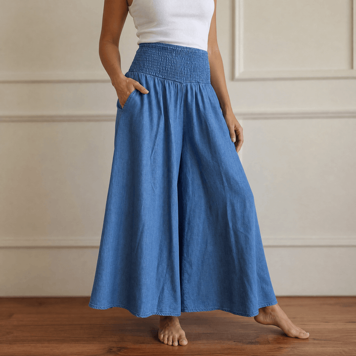 Yarrow | Women's Wide Leg Palazzo Pants - Blue - Image 18