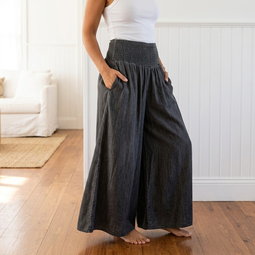 Yarrow | Women's Wide Leg Palazzo Pants - Blue - Image 2