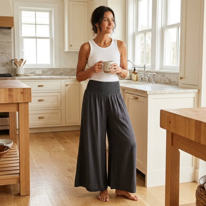 Yarrow | Women's Wide Leg Palazzo Pants - Blue - Image 3