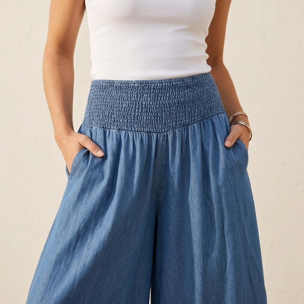 Yarrow | Women's Wide Leg Palazzo Pants - Blue - Image 5
