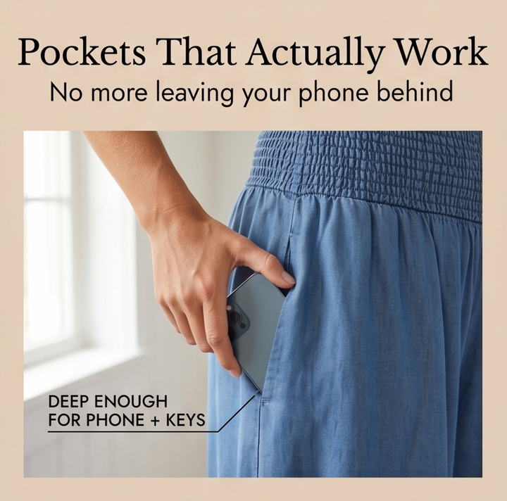 Yarrow | Women's Wide Leg Palazzo Pants - Blue - Image 8