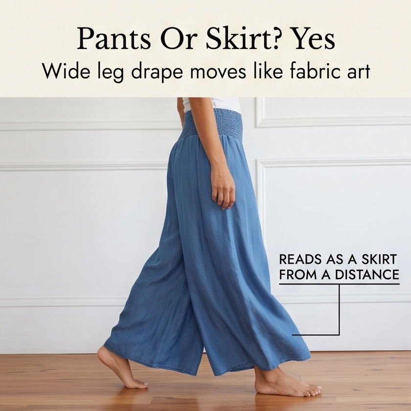 Yarrow | Women's Wide Leg Palazzo Pants - Blue - Image 9