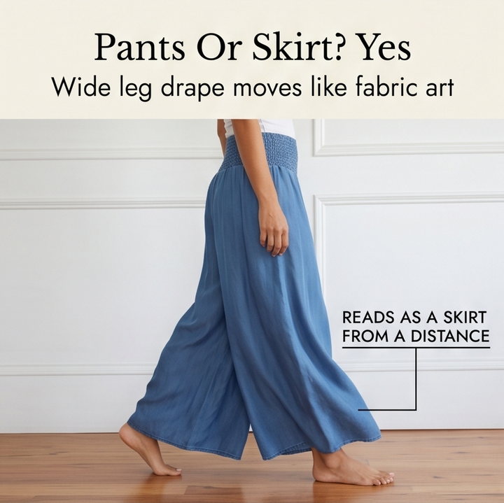 Yarrow | Women's Wide Leg Palazzo Pants - Blue - Image 9