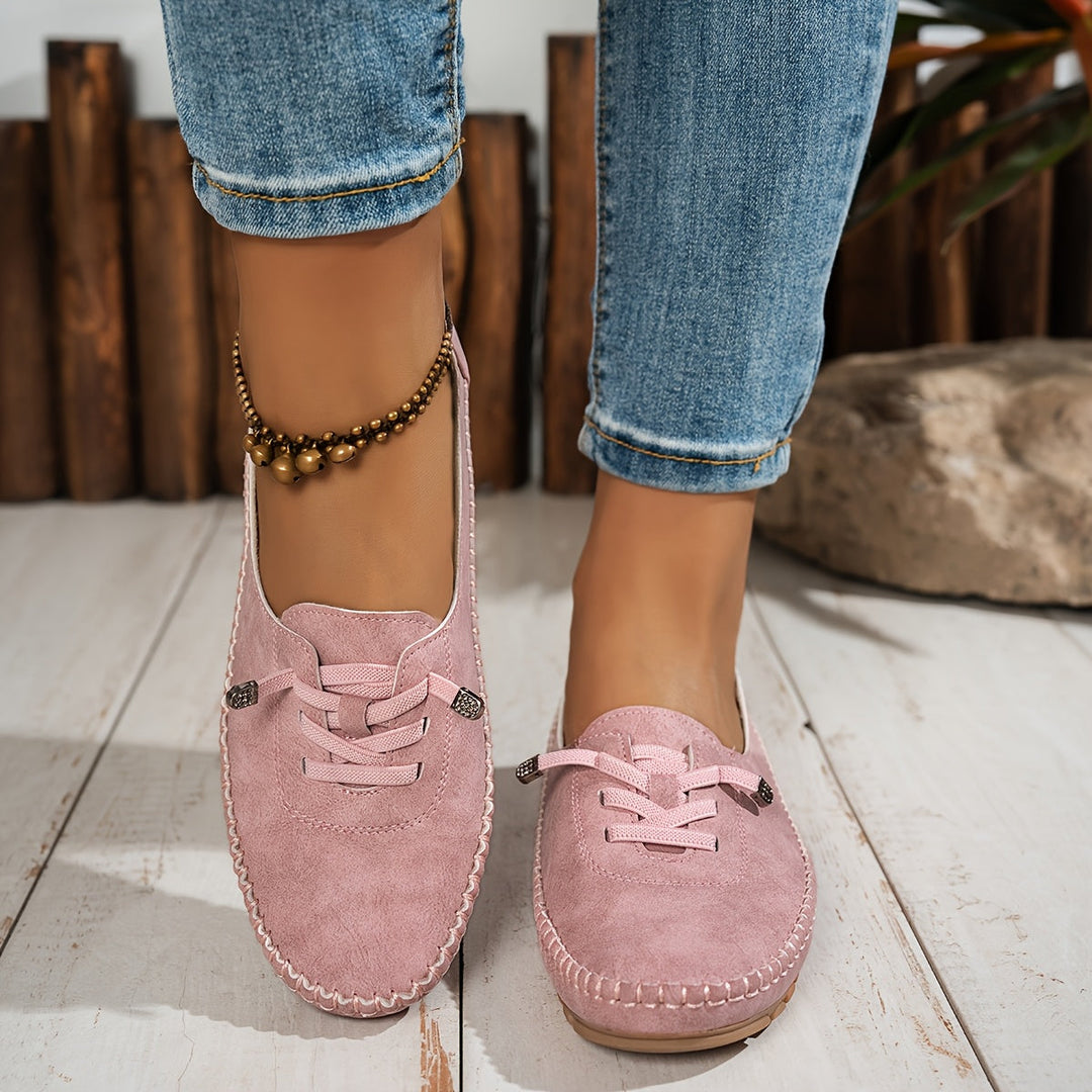 Zara | Women's Comfort Lace Up Loafers - Pink - Image 1
