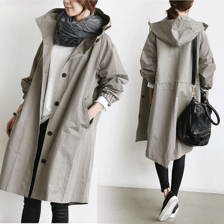 Zara | Women's Hooded Waterproof Jacket - Beige - Image 4