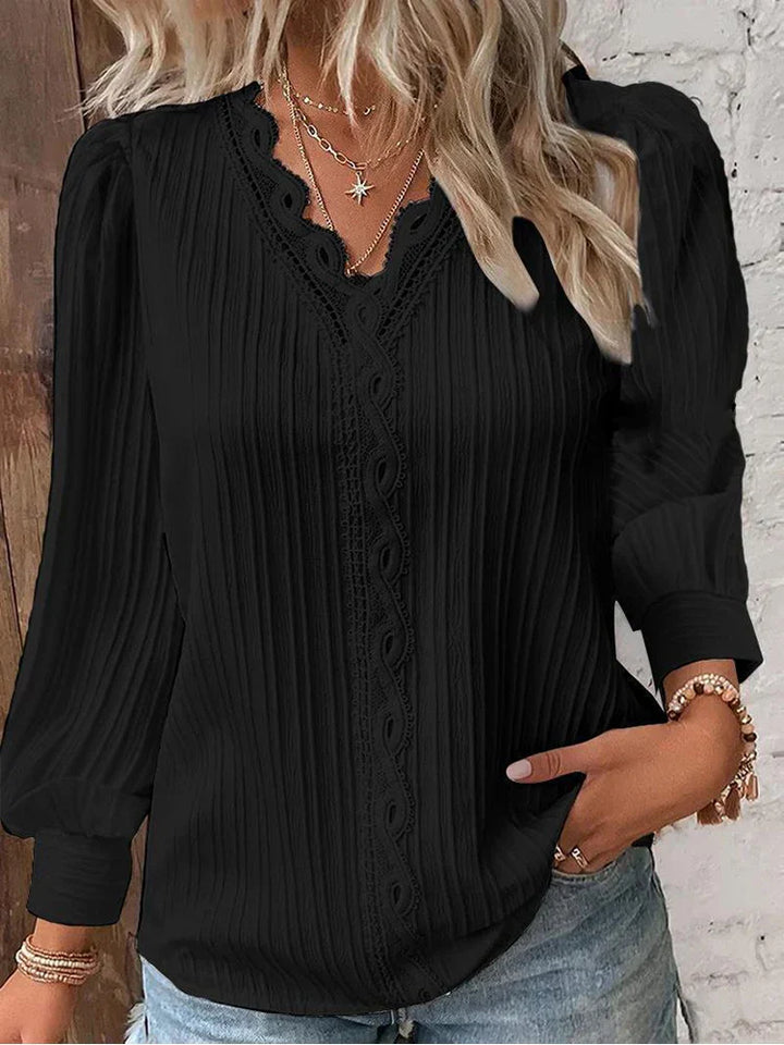 Zara | Women's V-Neck Long Sleeve Knit Sweater - Black - Image 1