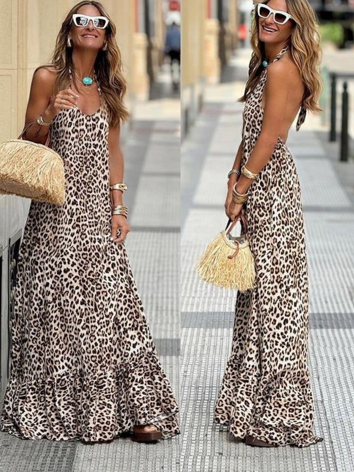 Zarvelle | Women's Leopard Print Maxi Dress - Leopard - Image 1