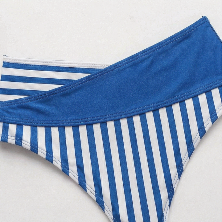 Zavelle | Women's Wrap-Front High-Waist Bikini Set - Royal Blue - Image 9