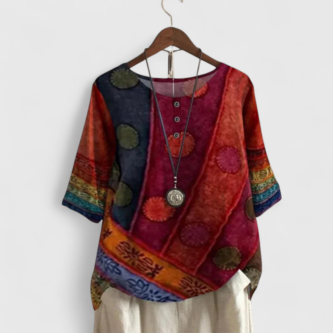 Zelvaine | Women's Boho Top Short Sleeve Print - Image 1