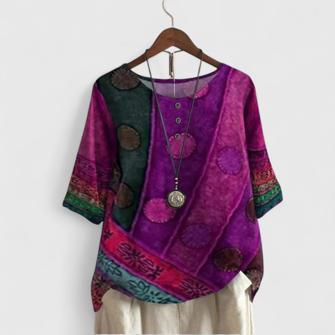 Zelvaine | Women's Boho Top Short Sleeve Print - Image 4