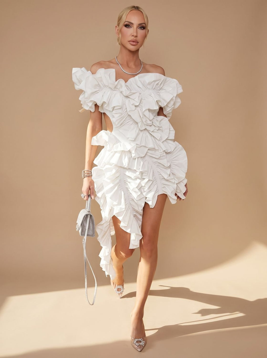 Zelvenna | Women's Cocktail Dress Ruffle Mini - Image 1