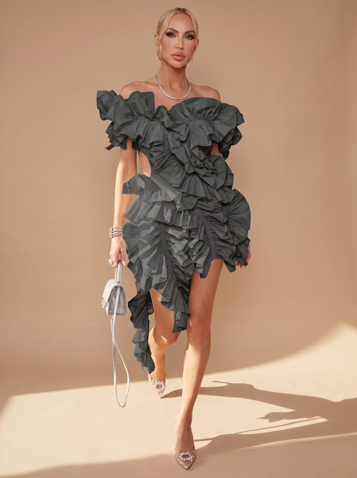 Zelvenna | Women's Cocktail Dress Ruffle Mini - Image 3