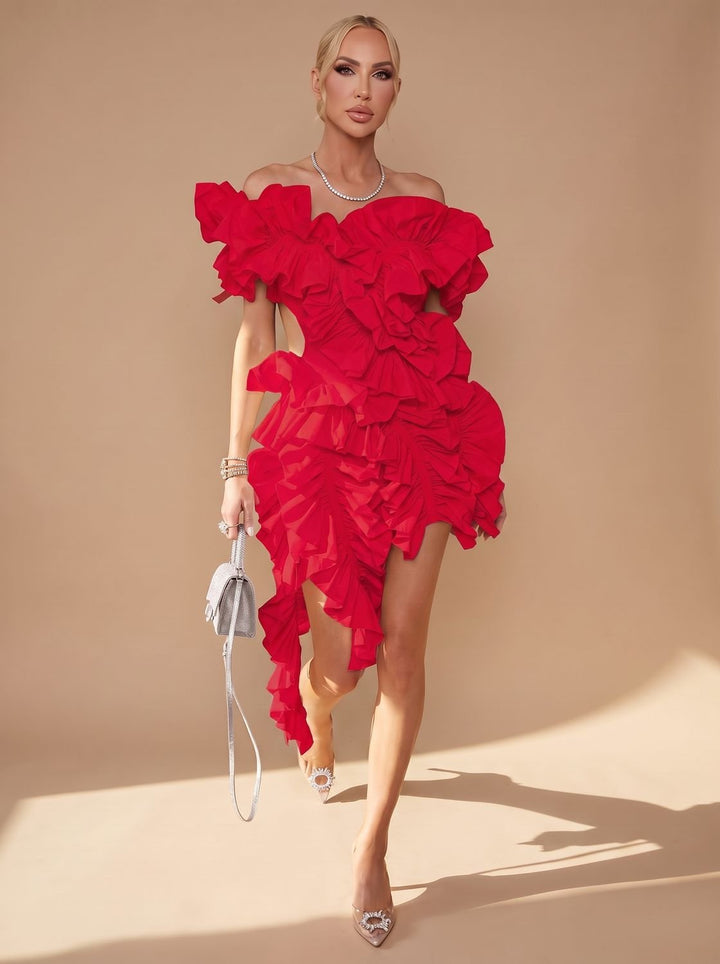 Zelvenna | Women's Cocktail Dress Ruffle Mini - Image 5