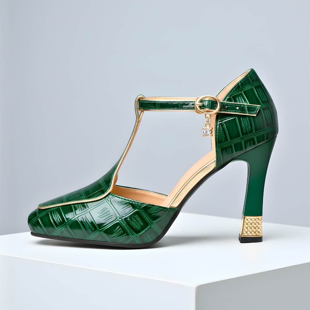 Zelvette | Women's Block Heels T-Strap Party Heels - Image 1