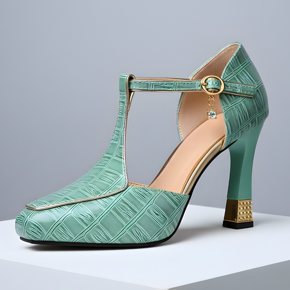 Zelvette | Women's Block Heels T-Strap Party Heels - Image 2