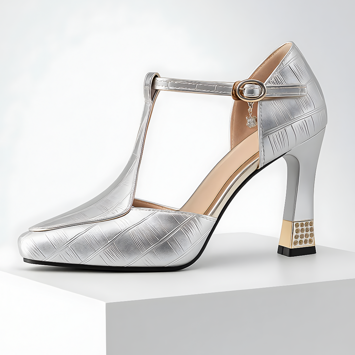 Zelvette | Women's Block Heels T-Strap Party Heels - Image 3