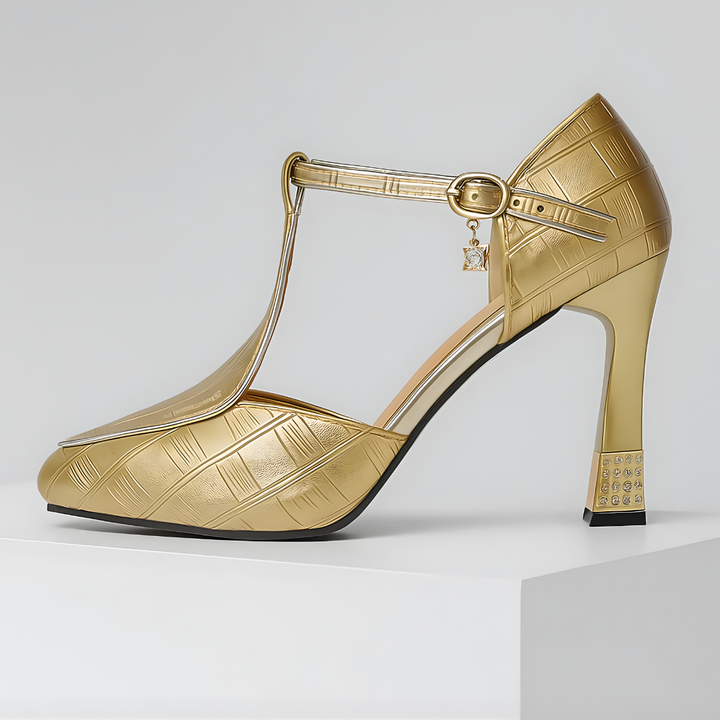 Zelvette | Women's Block Heels T-Strap Party Heels - Image 4