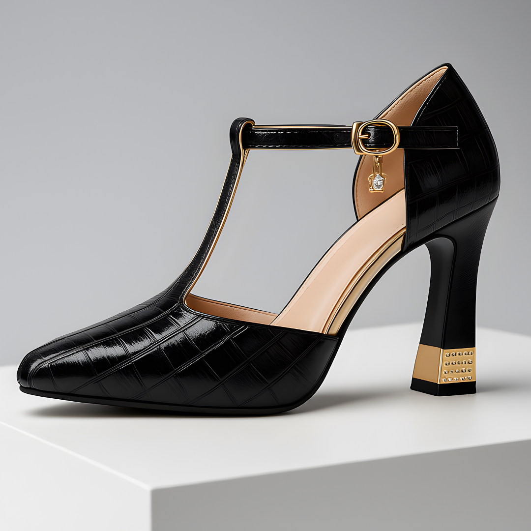 Zelvette | Women's Block Heels T-Strap Party Heels - Image 5