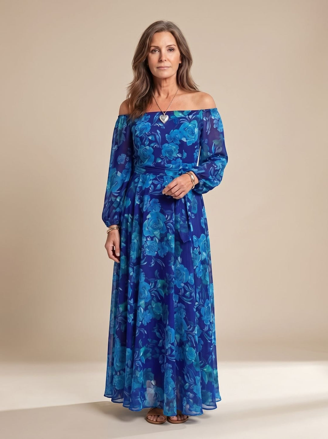 Zelvorne | Women's Floral Summer Maxi Dress - Royal Blue - Image 1