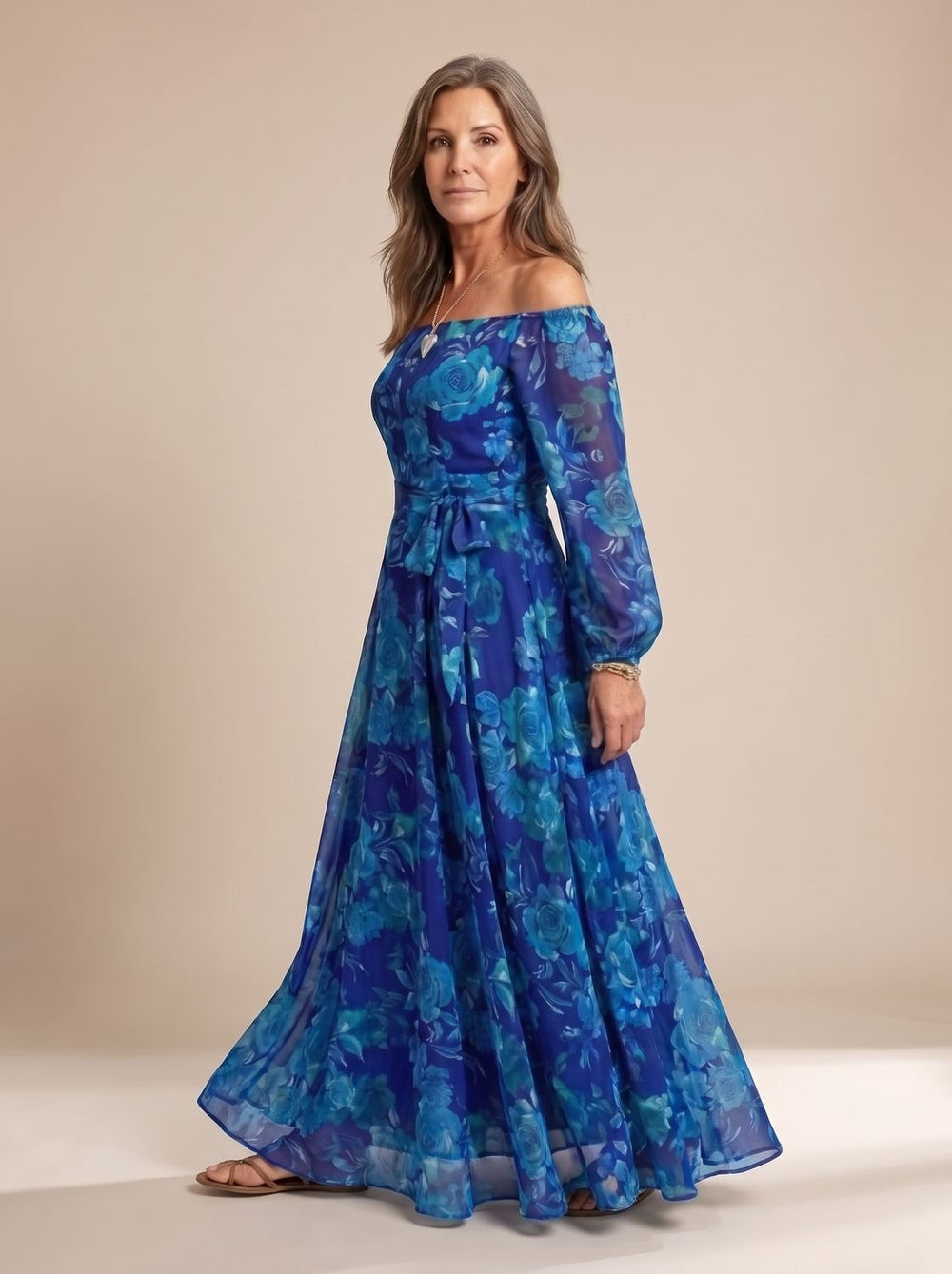 Zelvorne | Women's Floral Summer Maxi Dress - Royal Blue - Image 2