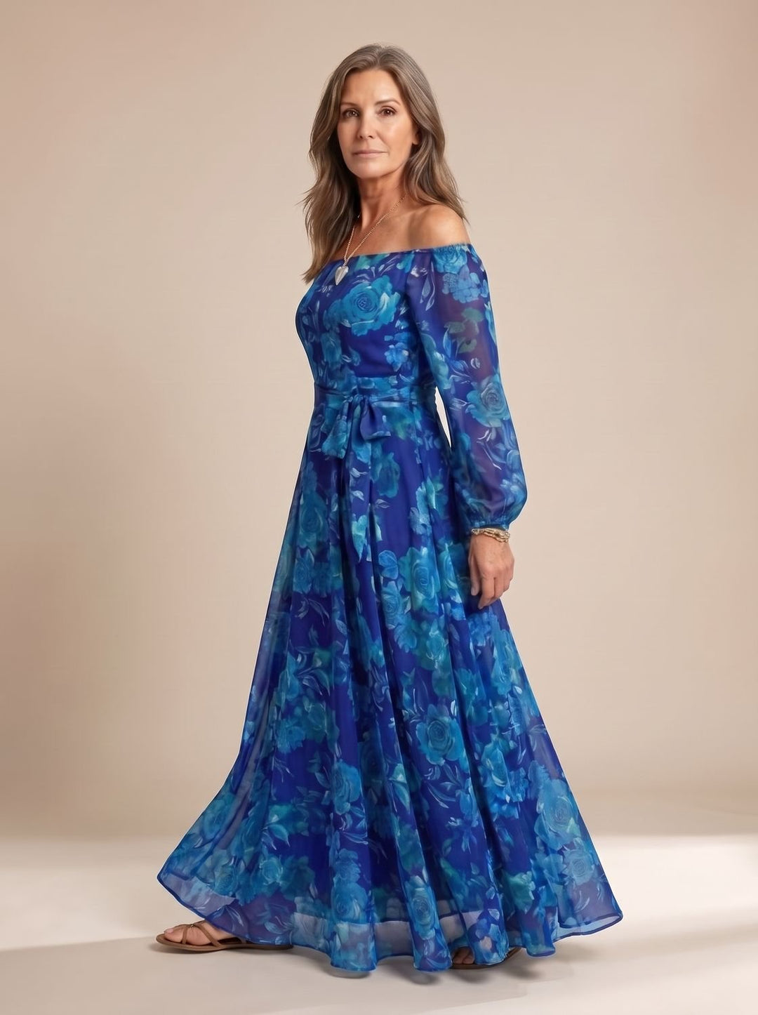 Zelvorne | Women's Floral Summer Maxi Dress - Royal Blue - Image 2
