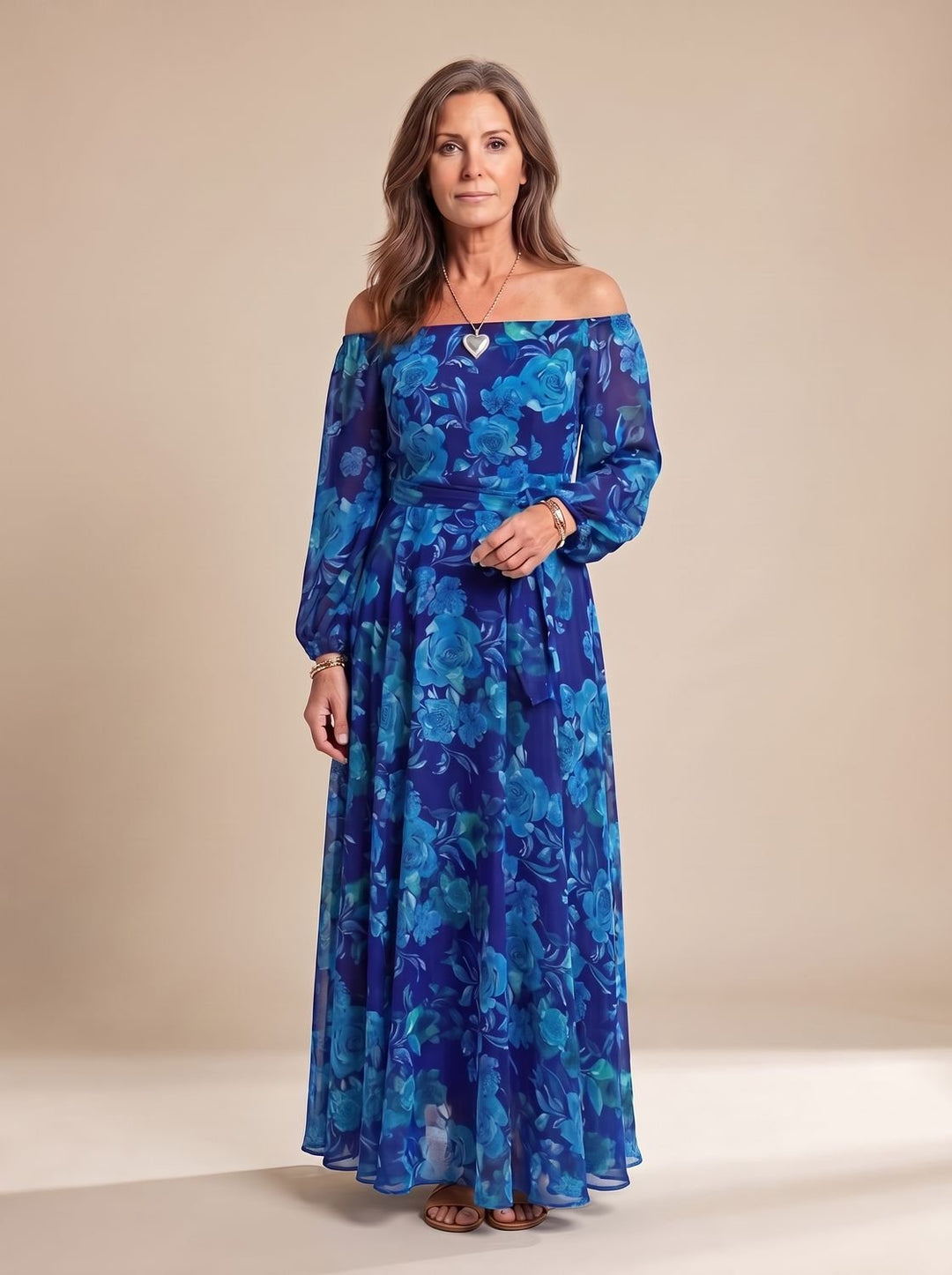 Zelvorne | Women's Floral Summer Maxi Dress - Royal Blue - Image 4