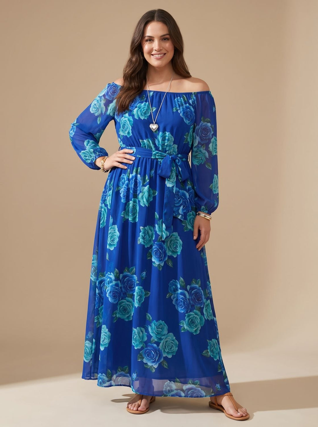 Zelvorne | Women's Floral Summer Maxi Dress - Royal Blue - Image 5