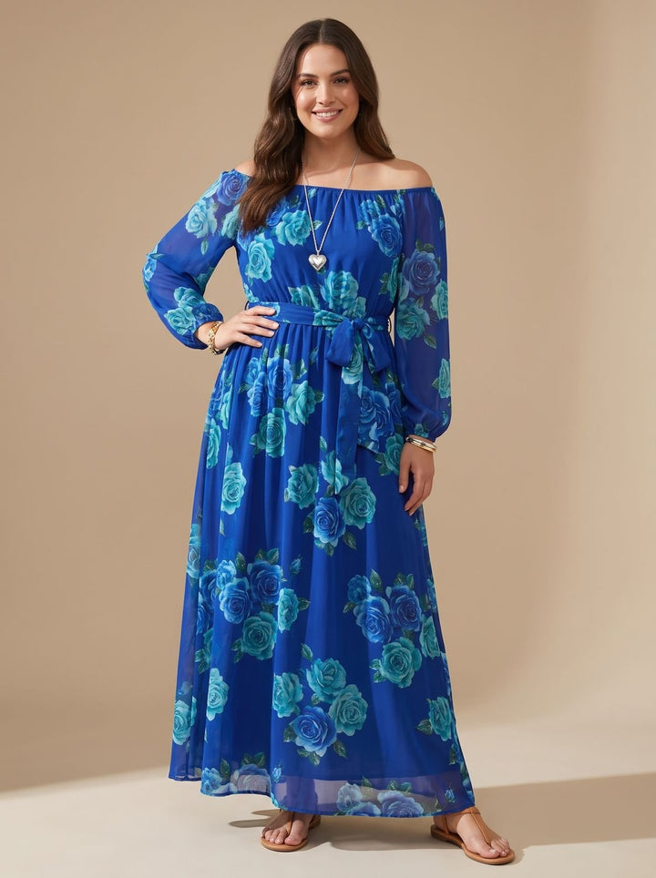 Zelvorne | Women's Floral Summer Maxi Dress - Royal Blue - Image 5