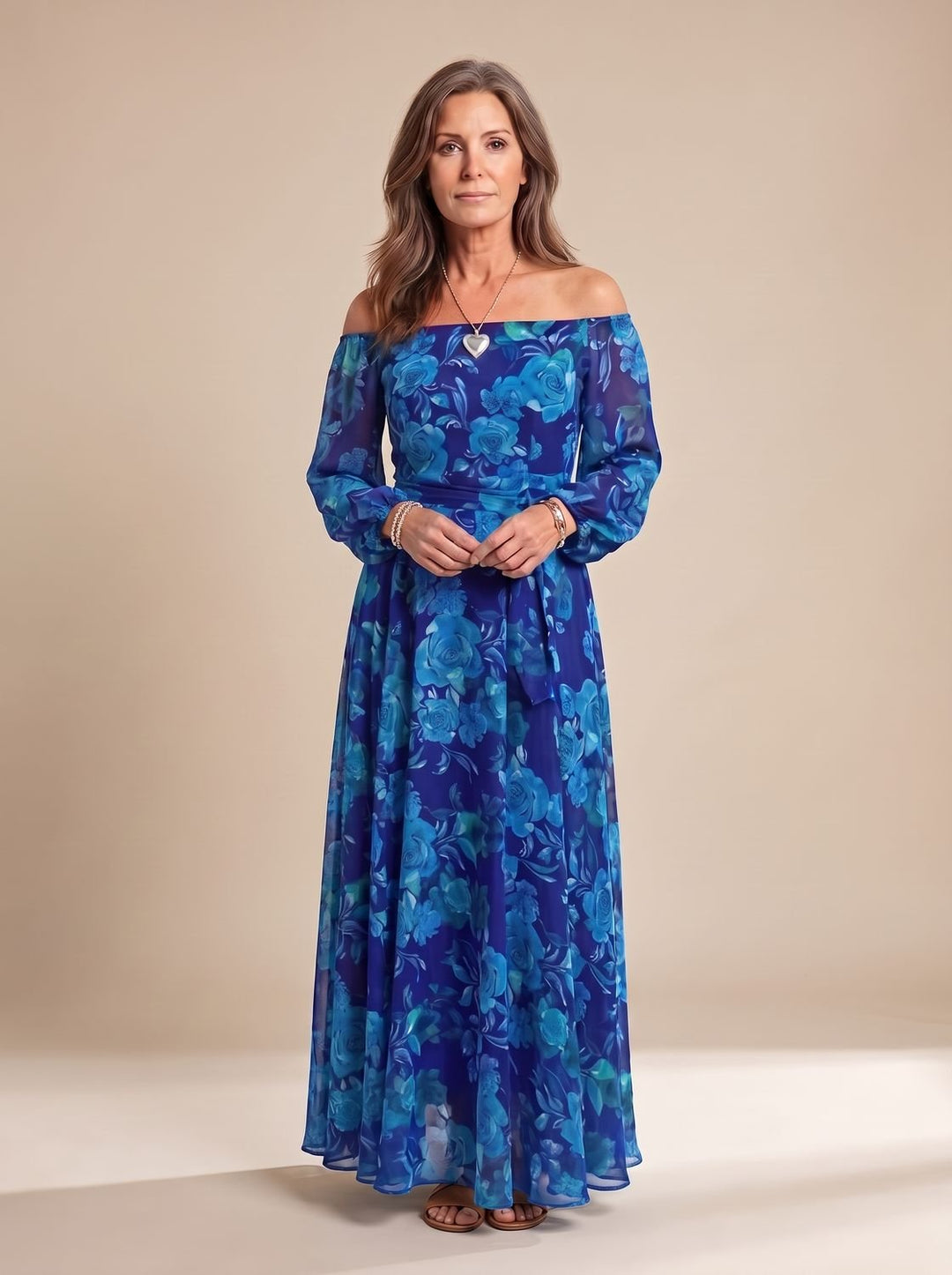 Zelvorne | Women's Floral Summer Maxi Dress - Royal Blue - Image 6