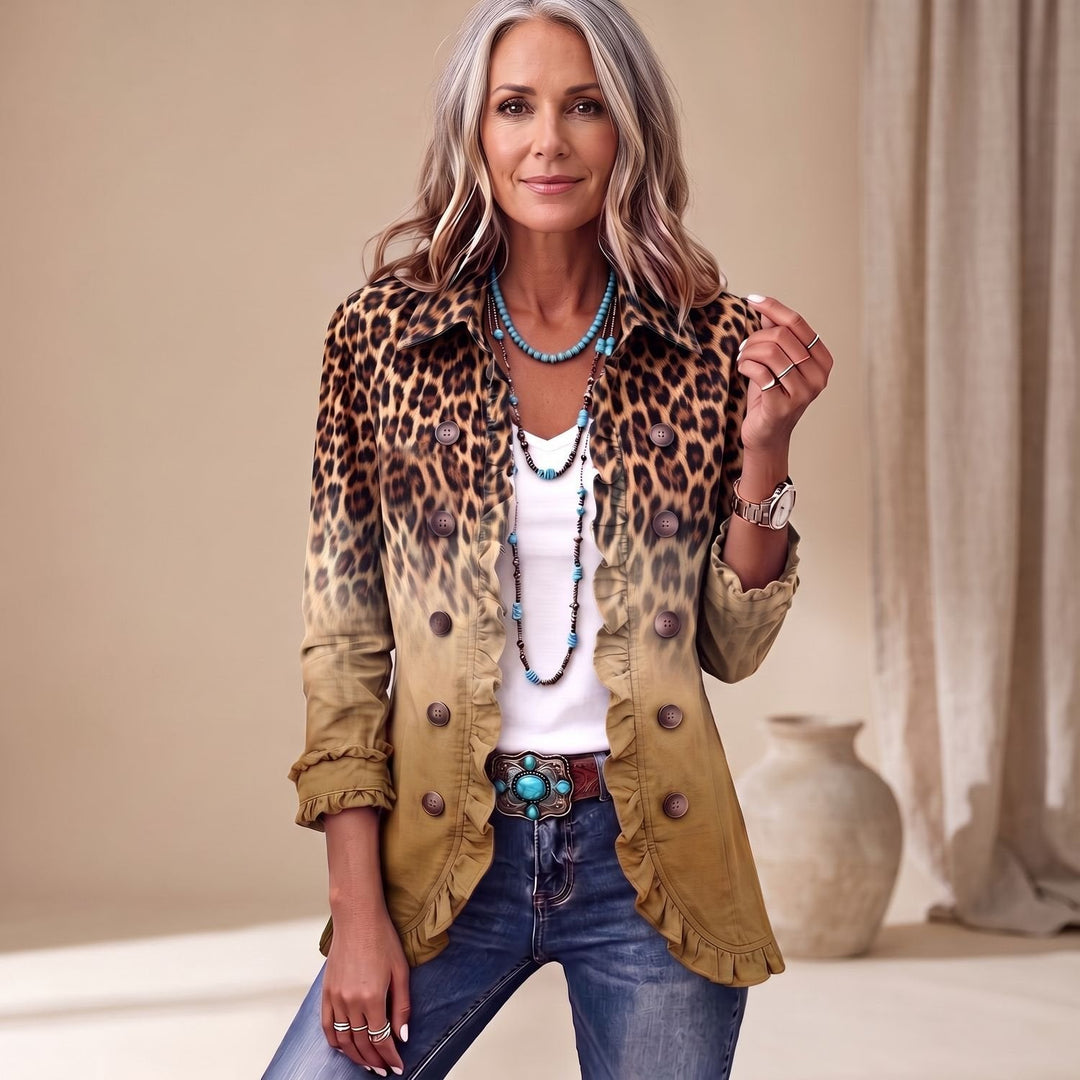 Zelvorne | Women's Ombre Ruffle Blazer Jacket - Image 6