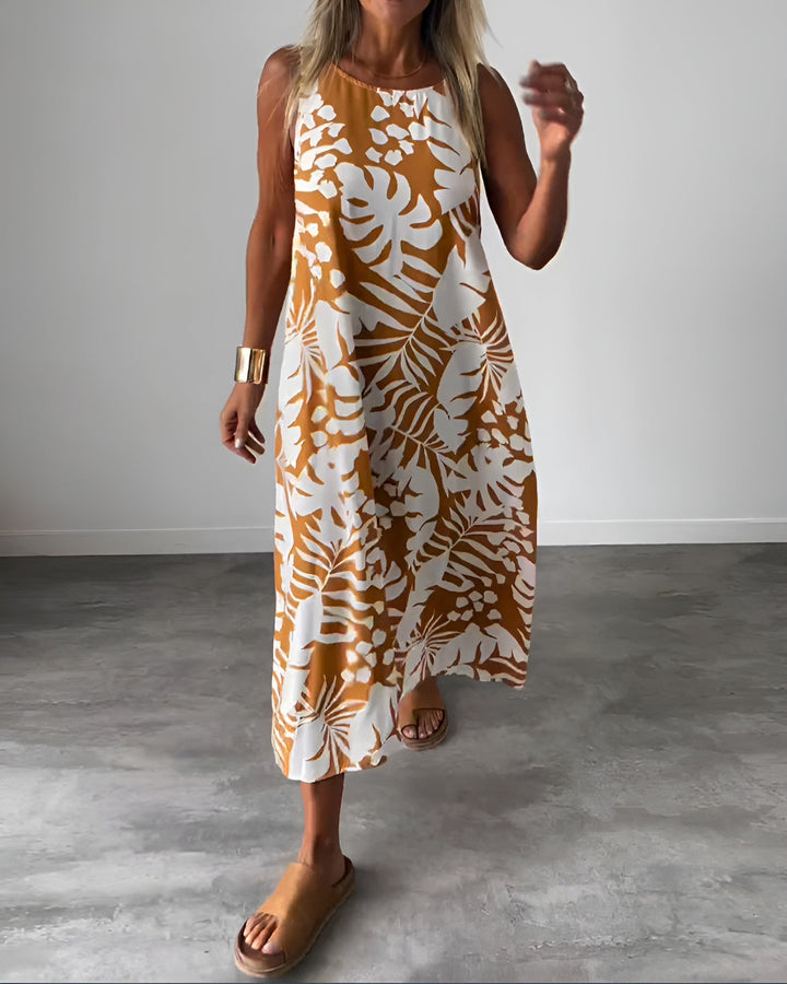 Zindara | Women's Tropical Print Sleeveless Maxi Dress - Image 1