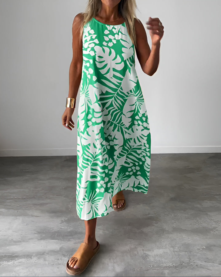 Zindara | Women's Tropical Print Sleeveless Maxi Dress - Image 2